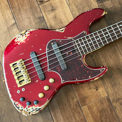 Xotic XJ-1T Jazz-Style 5-String Bass Guitar Candy Apple Red Rosewood for sale