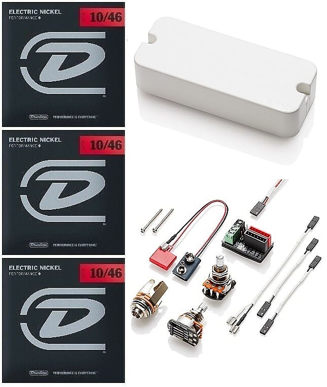 EMG P60A WHITE P-90 STYLE HOUSING ACTIVE ALNICO MAGNET PICKUP POTS & WIRING ( 3 SETS OF STRINGS ) image 1