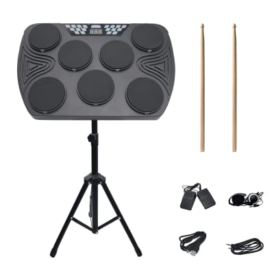  Pyle Pro Electronic Drum kit - Portable Electric Tabletop Drum  Set Machine with Digital Panel, 7 Drum Pad, Hi-Hat / Kick Bass Pedal  Controller USB AUX -Tom Toms, Hi-Hat, Snare Drums