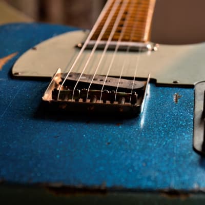 American Fender Custom Telecaster Nitro Heavy Relic Blue Sparkle image 14