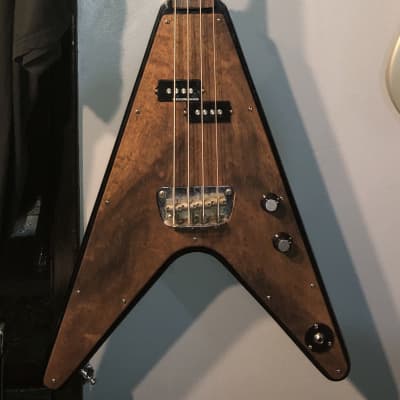 MIK  Lawsuit Series (Like) Flying V Bass Guitar Black with Full Body Wood Pick Guard image 1