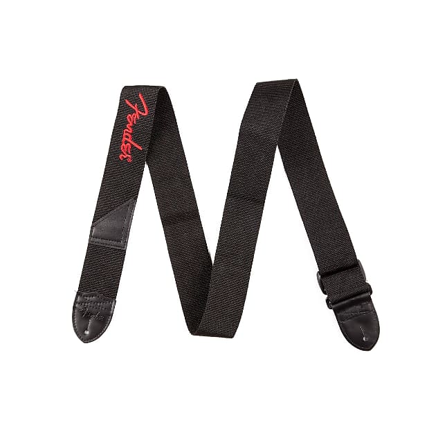 Fender® Logo Strap, Black/Red Logo, 2" image 1