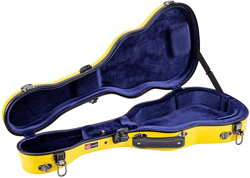 Crossrock Deluxe Fiberglass Tenor Ukulele Case with TSA Lock, Yellow image 1
