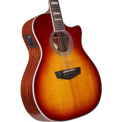 D'Angelico Premier Fulton 12-String Acoustic Electric Guitar, Ovangkol Fretboard, Iced Tea Burst image 3