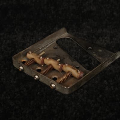 Telecaster Tele Bridge Plate Nickel plated Aged Relic with 1950's 50’s Brass saddles image 2