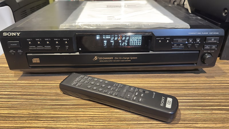 Sony CDP-CE345 5-Disc CD Changer CD Player + Remote Control  			