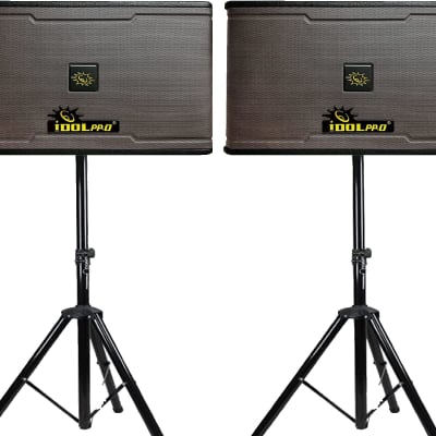 IDOLPRO 1200W Professional Karaoke Speakers 10" Woofer 3-Way w/ Stands & Cables image 1