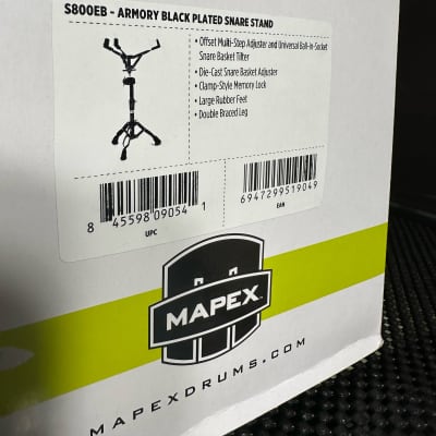 Mapex Armory Double Braced Snare Stand w/ Off Set Omni-Ball Snare Basket Adjuster - Black Plated S800EB - Die-Cast Snare Basket Adjuster 2023 - Black image 2