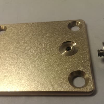 KGC Brass Neck Plate with Strap Button for 4 Bolt Neck, Fender etc image 6