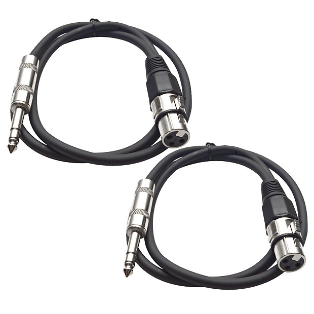 Seismic Audio SATRXL-F3-BLACKBLACK 1/4" TRS Male to XLR Female Patch Cables - 3' (2-Pack) image 1