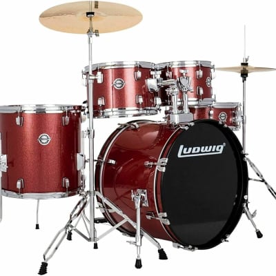 Ludwig Accent Drive Red Sparkle 5-Piece Drum Set with Hardware and Cymbals image 1