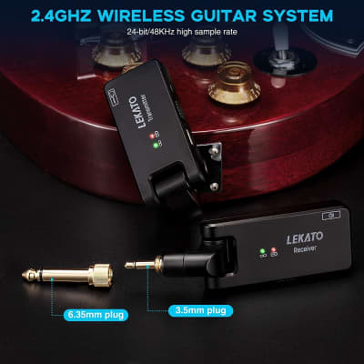 LEKATO 2.4GHz Wireless Guitar Transmitter Receiver W/ Charging Box 1/4”& 1/8”Plug image 7