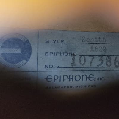 1963 Epiphone A622 Zenith Acoustic Archtop Guitar 16.5" LB Sunburst Repair Free image 2