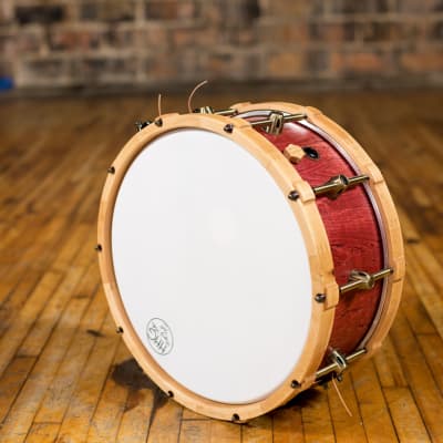HHG Drums 14x6 Reclaimed Maple With Matching Hoops, Satin Red image 9