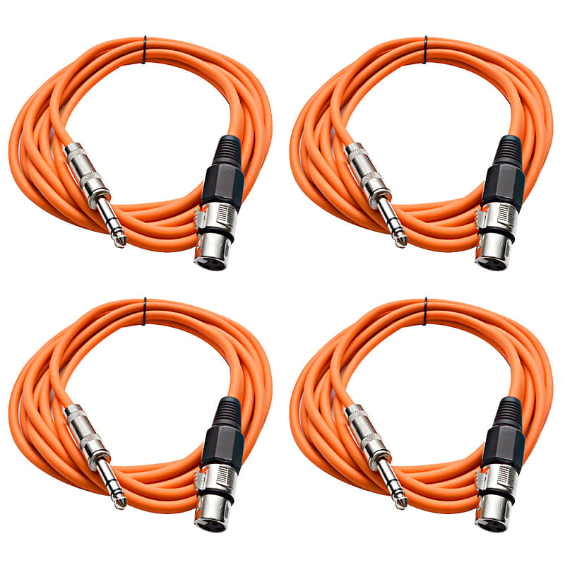 4 Pack of 1/4 Inch to XLR Female Patch Cables 10 Foot Extension Cords Jumper - Orange and Orange image 1