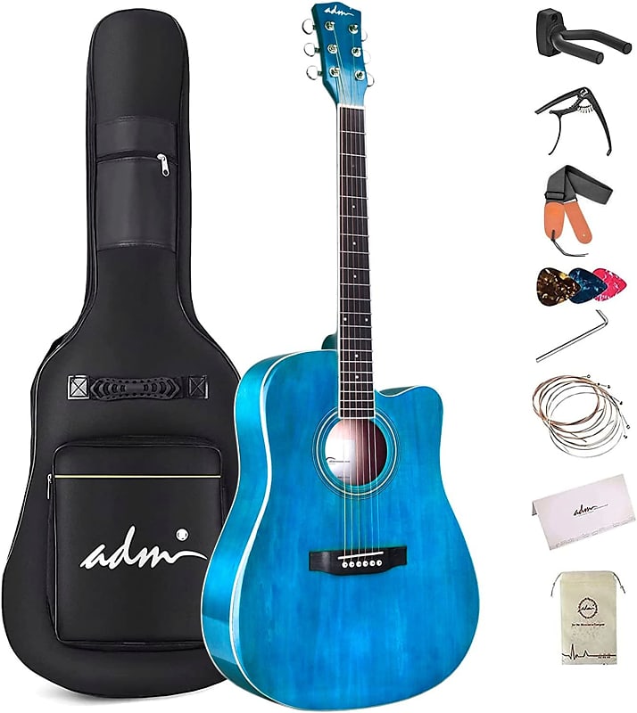 Acoustic Cutaway Guitar Beginner Package 41 Inches cerulean Reverb
