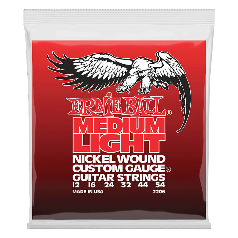 Ernie Ball Medium Light Nickel Wound with wound G Electric Guitar Strings, 12-54 Gauge image 1