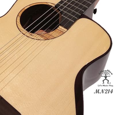 aNueNue MN214 all solid Moon Spruce & Indian Rosewood 36' travel Nylon Guitar image 8