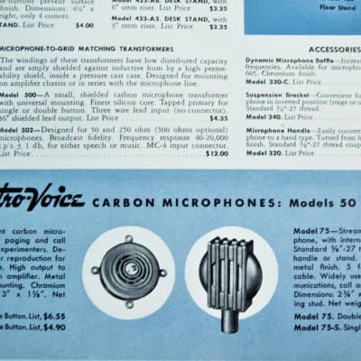 Vintage RARE 1940's Electro-Voice Model 75 carbon Microphone w period Astatic E6G desk stand image 2
