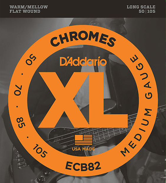 D'Addario ECB82 Chromes Long Scale Bass Guitar Strings, Medium Gauge image 1
