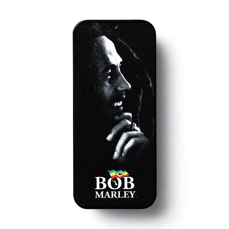 Dunlop BOBPT04H Bob Marley Silver Portrait Heavy Guitar Pick Tin (6-Pack) image 1