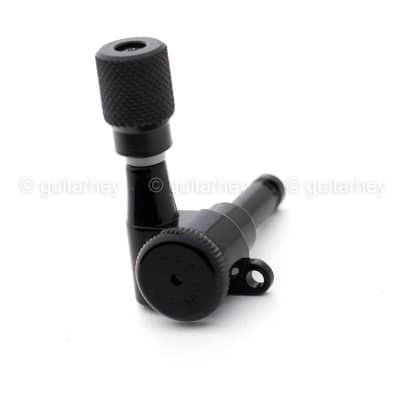 Hipshot 6-in-Line Schaller Mini M6 Style KNURLED Butttons Non-Staggered - BLACK image 2