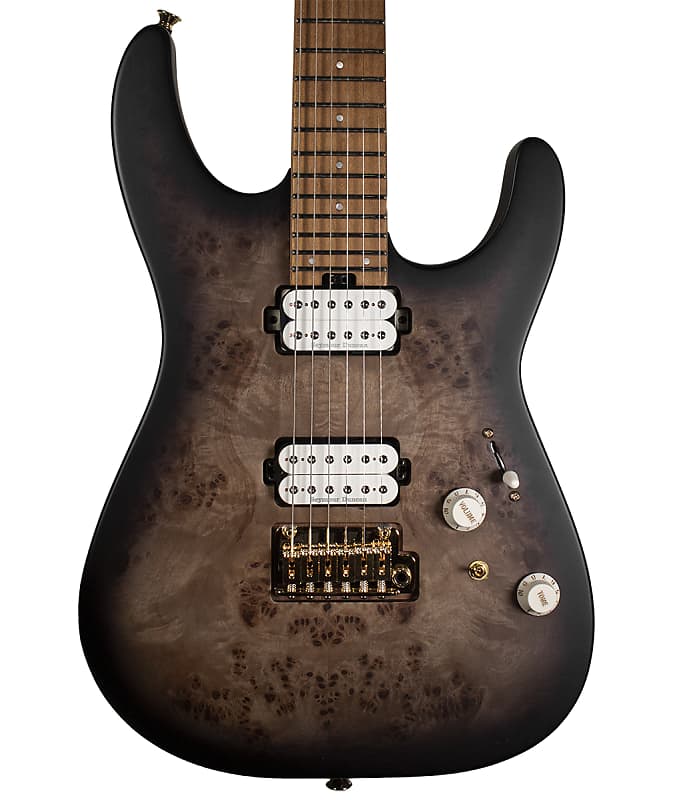 Charvel Pro-Mod DK24 HH 2PT CM Poplar Burl Transparent Black Burst Electric Guitar image 1