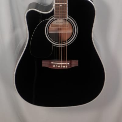 Takamine EF341SCLH Black Dreadnought Cutaway Acoustic Electric Lefty Solid Cedar Top with case image 5