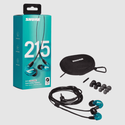 Shure SE215SPE Professional Sound Isolating In-Ear Monitors w/ Grey 46" Cable - Blue image 1