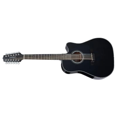 Takamine G Series GD30CE-12 Dreadnought 12-String Right-Handed Dreadnought Acoustic-Electric Guitar with Rosewood Fingerboard (Black) image 2
