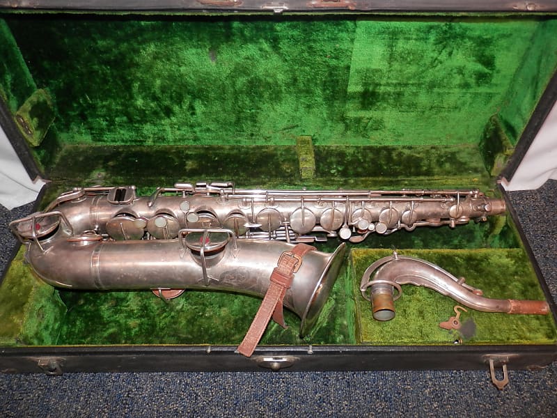 Buescher True Tone Low Pitch C Melody Tenor Saxophone silver with case vintage used AS-IS image 1