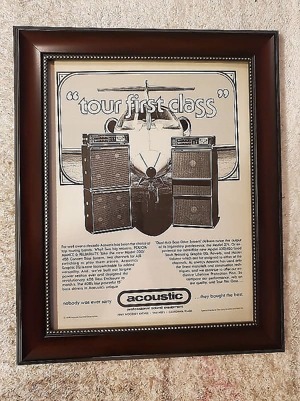 1979 Acoustic Amplifiers Promotional Ad Framed Model 320 & Reverb
