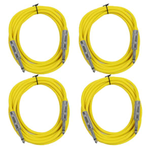 Seismic Audio SASTSX-10-4YELLOW 1/4" TS Male to 1/4" TS Male Patch Cables - 10' (4-Pack)