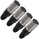 Seismic Audio - 4 Pack of 4 Pin XLR Male Connectors - Nickel Plated Finish