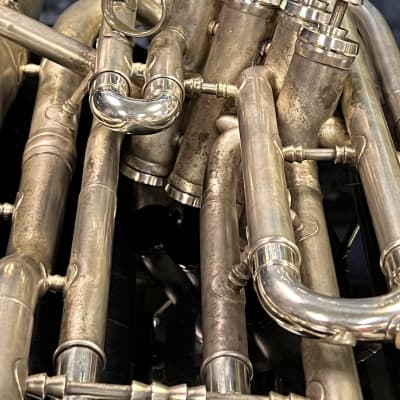 1951 C.G. Conn 22I 4-Valve "Fast/Short Action Valve" Bell-Front Silver-plated Bb Euphonium image 12