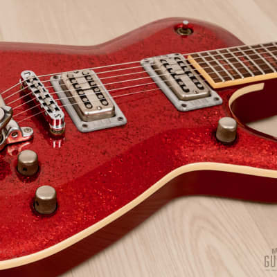 GMP Roxie Duo Jet-Style Guitar Red Metalflake w/ TV Jones MagnaTron Pickups, Case image 6