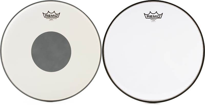 Remo Controlled Sound Coated Drumhead - 14 inch - with Black Dot  Bundle with Remo Emperor Clear Drumhead - 13 inch image 1