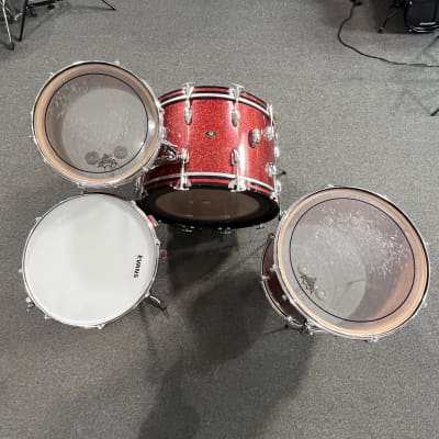 RARE 1958 Slingerland Radio King 13/16/22 Drum Kit Set in Red Glass Glitter w/ Matching Snare Drum image 11