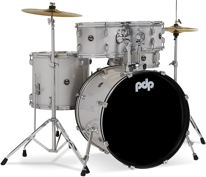 PDP Center Stage PDCE2215KTDW 5-piece Complete Drum Set with Cymbals - Diamond White Sparkle image 1