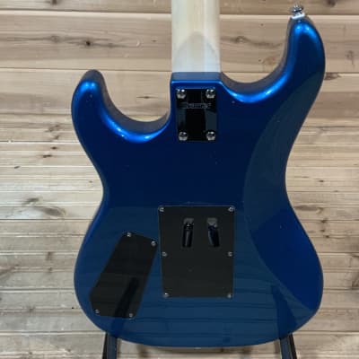Kramer Baretta Custom Graphics “Hot Rod” Electric Guitar - Blue Sparkle with Flames image 4