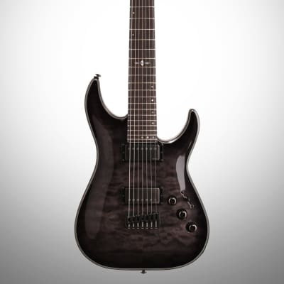 Schecter Hellraiser Hybrid C-7 Electric Guitar, 7-String, Transparent Black Burst image 2