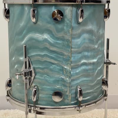Gretsch 20/12/14/5.5x14" Progressive Jazz Round Badge Drum Set -  60's Aqua Satin Flame image 22