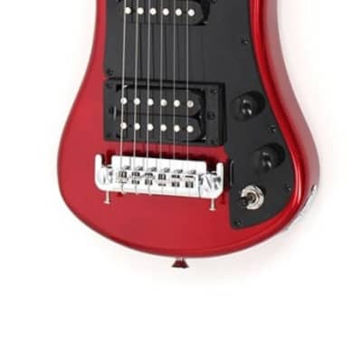 Hofner HOF-HCT-SH-DLX- R-O Deluxe Shorty Electric Travel Guitar - Red - with Gig Bag for sale