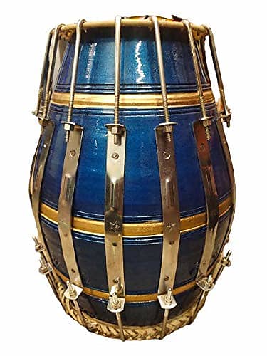 Naad Wooden Musical Dholak Instrument Drum Nuts & Bolt [Blue] 2023 -  Natural