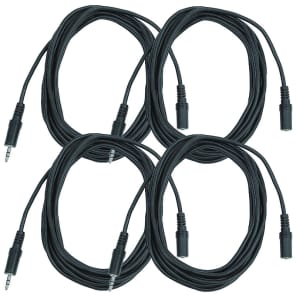 Seismic Audio SA-iMF12-4PACK 1/8" TRS Male to Female Extender Patch Cables - 12' (4-Pack)