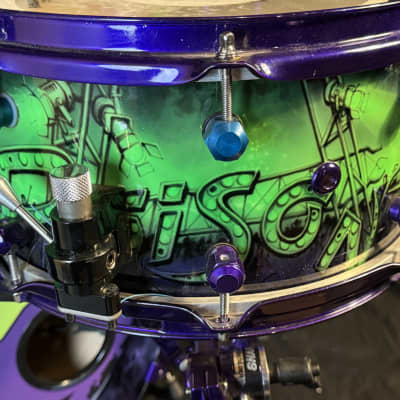 Rikki Rockett's Poison, Rockett Drum Works "Zombie" Kit: 22", 12", 14", 16", 6x14" Snare. Purple Hardware 2012 - Custom Graphics By Craig Fraser. SIGNED! image 19