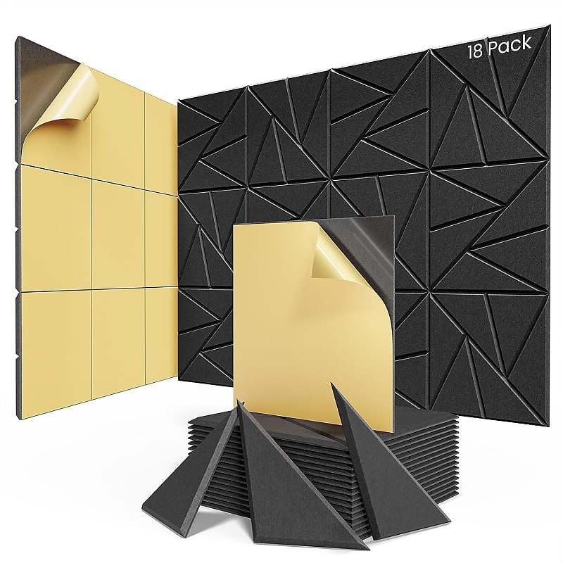 18 Pack Acoustic Panels With Self-Adhesive, 12"X 12"X | Reverb