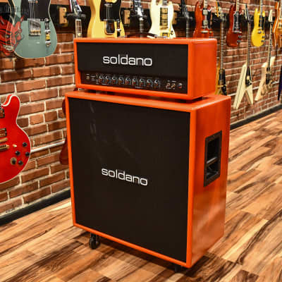 Soldano Custom Shop SLO100 100watt All Tube Head with Matching 4x12 Cab Red Sparkle Tolex W/ Black Grill and Black Chicken Head Knobs image 4