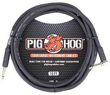 Pig Hog 10ft 1/4" - 1/4" Right angle 8mm Inst. Cable image 1