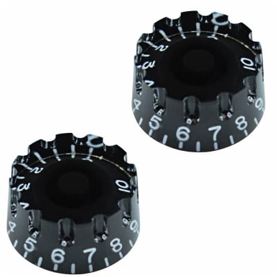 KN-003-002 (2) Black Notched Edge Speed Knobs for Gibson Les Paul/Epiphone
